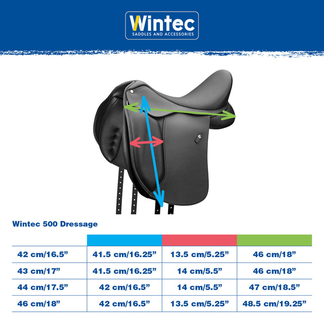 Wintec 500 Dressage measurement and size chart