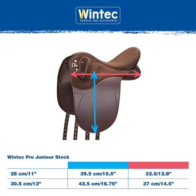 Wintec Pro Junior Stock measurement and size chart