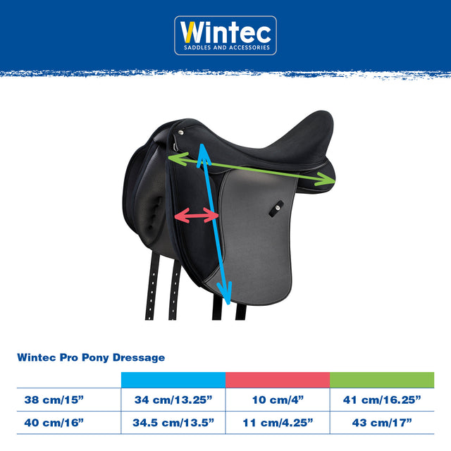 Wintec Pro Pony Dressage measurement and size chart