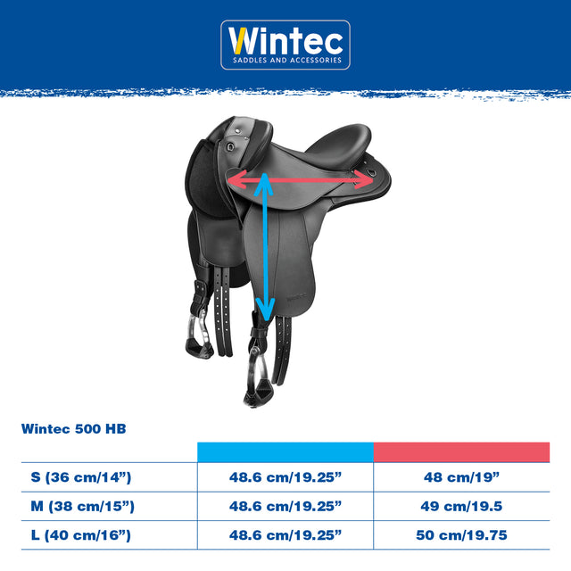 Wintec 500 HB measurement and size chart