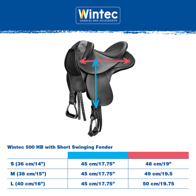 Wintec 500 HB measurement and size chart