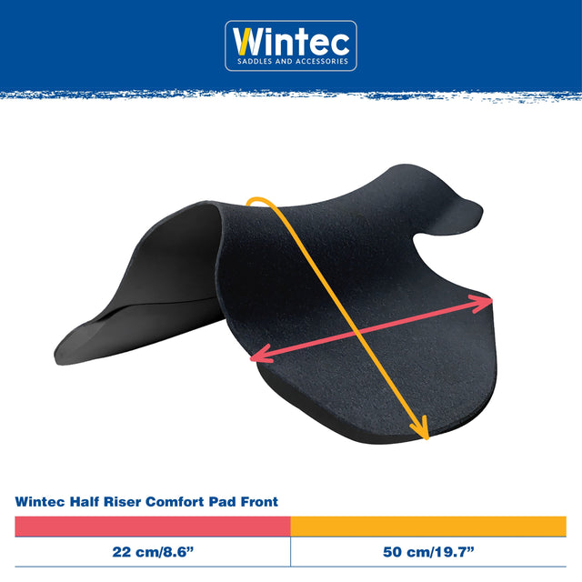 Wintec Half Riser Comfort Pad Front measurement and size chart