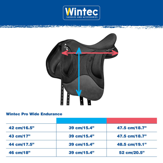 Wintec Pro Wide Endurance in Brown measurement and size chart
