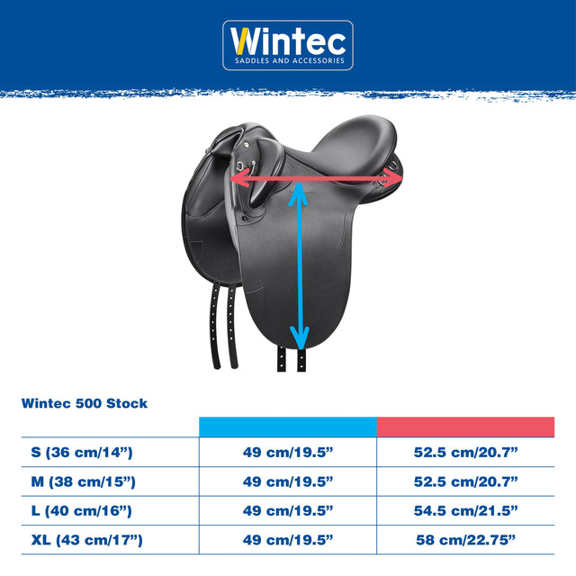 Wintec 500 Stock measurement and size chart